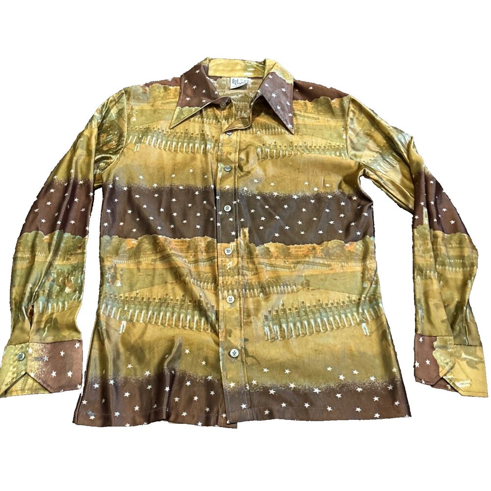 Lord Clayton vintage British (Japan?) button down shirt green red 70's Medium